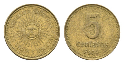 Аргентина 5 сентаво 2004 KM 109 алюминиевая бронза 4664-541