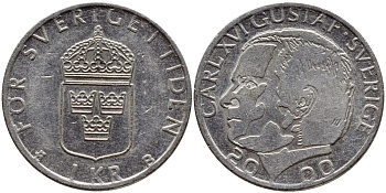 Швеция 1 крона 2000 Карл XVI Густав (1973- ) KM 852а медно-никель 4364-2345