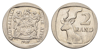 ЮАР 2 ранда 1989 KM 139 медь плакированная никелем UNC 4114-656
