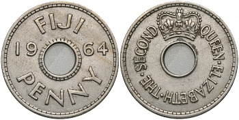Фиджи 1 пенни 1964 Елизавета II (1952- ) KM 21 медно-никель 51-2611