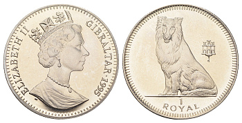 Гибралтар 1 роял 1995 Лучшие друзья человека (собаки) - Колли KM 318 медно-никель BU 1524-1923