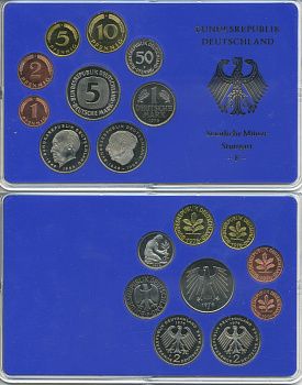 ФРГ НАБОР ИЗ 9 МОНЕТ 1976 F ОФИЦИАЛЬНЫЙ НАБОР В ПЛАСТИКЕ PROOF 00-00