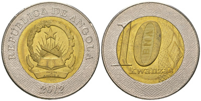 Ангола 10 кванз 2012 KM 110 биметалл UNC 4619-327