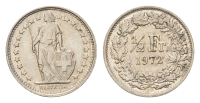 Швейцария 1/2 франка 1972 KM 23a медно-никель 4685-855