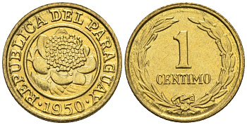 Парагвай 1 сентимо 1950  KM 20 алюминиевая бронза  aUNC  220-1039