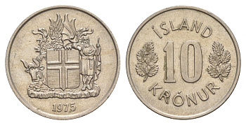 Исландия 10 крон 1975 KM 15 медно-никель 4635-137