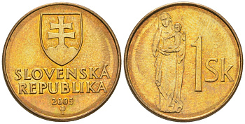 Словакия 1 крона 2005 MK KM 12 сталь плакировнная бронзой aUNC 4164-913