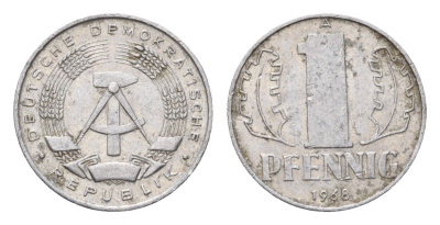 ГДР 1 пфенниг 1968 A KM 8.1 алюминий 206-258