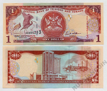 Тринидад и Тобаго 1 доллар 2002 ибис, здание Центрального банка Pick 41 бумага UNC (пресс) 447-83-2