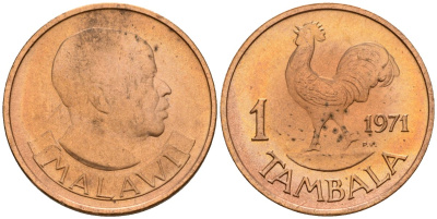 Малави 1 тамбала 1971 KM 7 бронза UNC 4604-921