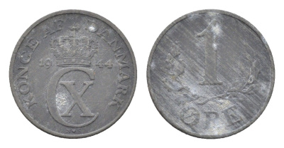 Дания 1 эре 1944 KM 832 цинк 4705-732