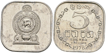 Шри-Ланка 5 центов 1978 KM 139a алюминий 4136-637