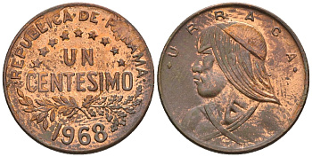 Панама 1 сентесимо 1968  KM 22 бронза  aUNC  4609-831