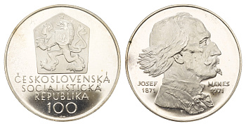 Чехословакия 100 крон 1971 Йозеф Манес KM 73 серебро  PROOF  1085-10-64