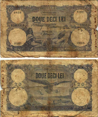 РУМЫНИЯ 20 ЛЕЙ 1921 3 НОЯБРЯ 1921 Pick 20 бумага 00-00