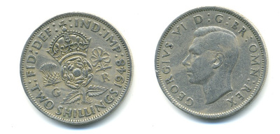 Великобритания 2 шиллинга (флорин) 1948 Георг VI (1936-1952) KM 865, Spink 4102 медно-никель 23-1012