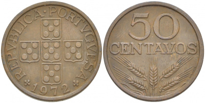 Португалия 50 сентаво 1972 KM 596 бронза 77-821