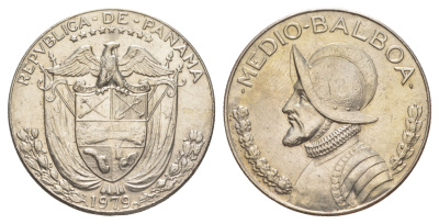 Панама 1/2 бальбоа (50 сентесимо) 1979 редкий год KM 12b медь плакированная медно-никелем 4634-1123