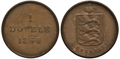 Гернси 1 дабл (дубль) 1868 KM 10 бронза 1524-1145