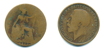 Великобритания 1/2 пенни 1912 Георг V (1910-1936) KM 809, Spink 4056 бронза 4383-353