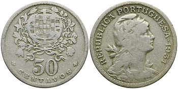 Португалия 50 сентаво 1931 KM 577 медно-никель 86-1457