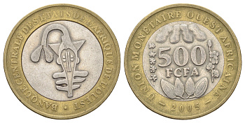 Западная Африка (ВСЕАО) 500 франков 2005 KM 15 биметалл 65-613