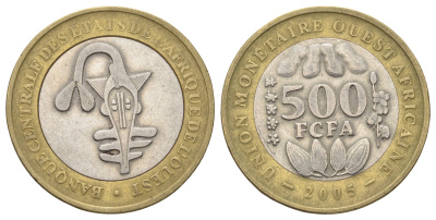 Западная Африка (ВСЕАО) 500 франков 2005 KM 15 биметалл 65-613