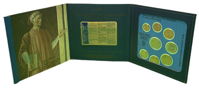 Италия евронабор из 8 монет в буклете 2002 карточка с конституцией Евросоюза    UNC  5-6-1-19