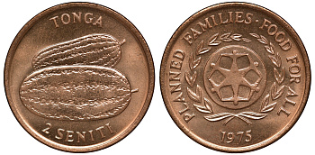 Тонга 2 сенити 1975 FAO KM 43 бронза M51-18