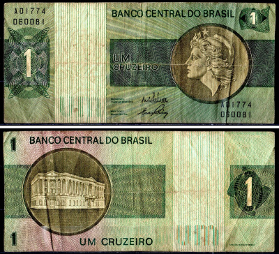 Бразилия 1 крузейро ND (1970-1972) Pick 191a бумага 3295-101-3-2