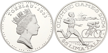 Токелау 5 тала 2003 XXVIII летние Олимпийские игры 2004 года в Афинах KM NEW серебро PROOF 1066-3-12