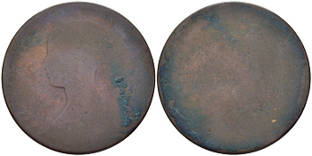 Великобритания 1/2 пенни 186Х Виктория (1837-1901) KM 748.2, Spink 3956 бронза 28-715
