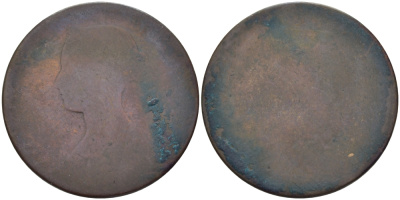 Великобритания 1/2 пенни 186Х Виктория (1837-1901) KM 748.2, Spink 3956 бронза 28-715