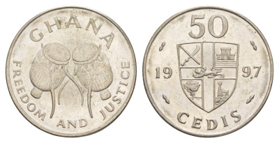 Гана 50 седи 1997 KM 31a сталь плакированная никелем UNC 4642-143