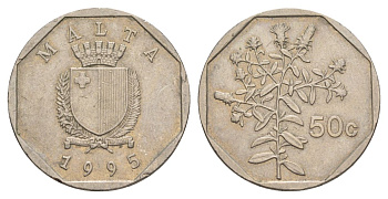 Мальта 50 центов 1995 KM 98 медно-никель 4633-1212