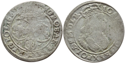 Польша 6 грошей 1663 А.Т., Йохан Казимир (1649-1668) KM 91 серебро    1530-512
