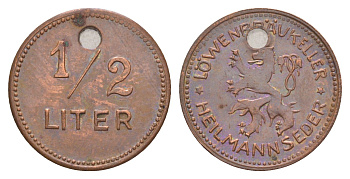 Мюнхен жетон 1/2 литра пива ND L?wenbr?ukeller Heilmannseder Men22.2 22119.2 медь 4636-1242