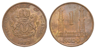 Нигерия 1 кобо 1973 KM 8.1 бронза aUNC 4642-117