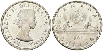 Канада 1 доллар 1962 KM 54 серебро aUNC 00-1067-2-61