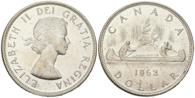 Канада 1 доллар 1962 KM 54 серебро aUNC 00-1067-2-61