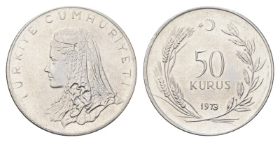 Турция 50 курушей 1973 Анатолийская невеста KM 899 нержавеющая сталь 4706-1137