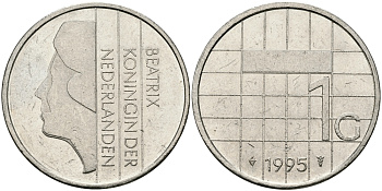 Нидерланды 1 гульден 1995 Беатрикс (1980-2013) KM 205 никель 94-737