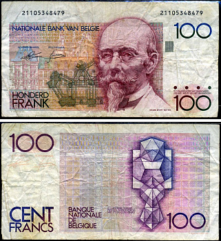 Бельгия 100 франков ND (1982-1984) Pick 142 a (5) бумага 7221-26-3-1