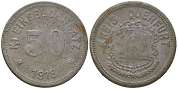 Кверфурт (Пруссия, Саксония) 50 пфеннингов 1918 Funck 435.4, Men05 21016.4, Men18 26260.4 железо 4586-956