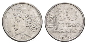 Бразилия 10 сентаво 1976 KM 578.1a нержавеющая сталь UNC 4644-437