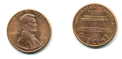 США 1 ЦЕНТ 1994 D, ЛИНКОЛЬН KM 201b цинк плакированный медью 46-848