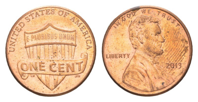 США 1 цент 2013 KM 468 цинк плакированный медью aUNC 4613-341