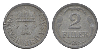 Венгрия 2 филлера 1943 BP KM 519 цинк 4664-863