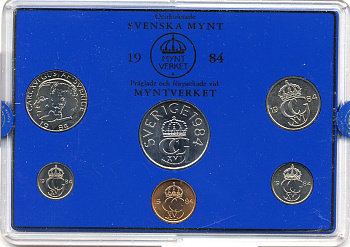 Швеция набор монетного двора из 6 монет 1984 в пластике, Карл XVI Густав (1973- ) KM MS31 UNC 5-4-2-56