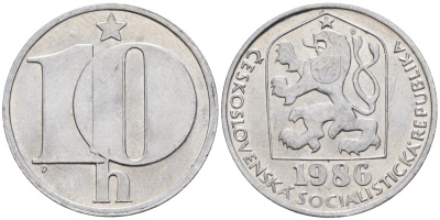 Чехословакия 10 геллеров 1986 KM 80 алюминий 4152-749